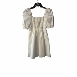 Copper Key White Square Neck Mini Dress with Puff Sleeves